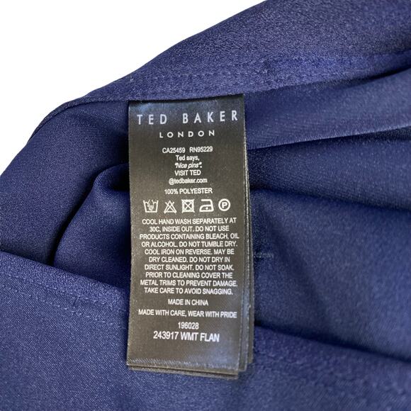 Ted Baker Flan Belted Long Sleeve Utility Romper Jumpsuit Navy Blue, Size 8 - Picture 8 of 11